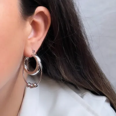 گوشواره حلقه دو لاین گوی دار وارداتی